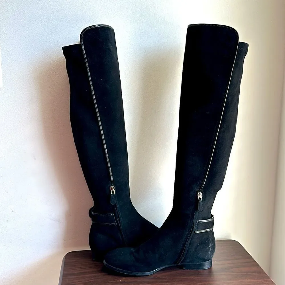 LK Bennett Delila Black Suede Over the Knee Boot Sz 38.5